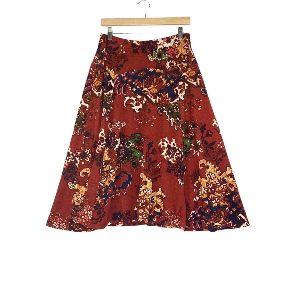 Akemi + Kin Skirt Womens Medium Red Floral Sweater Knit Lined Stretch Waist